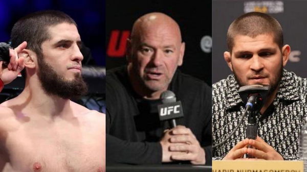 Islam Makhachev, Dana White and Khabib Nurmagomedov