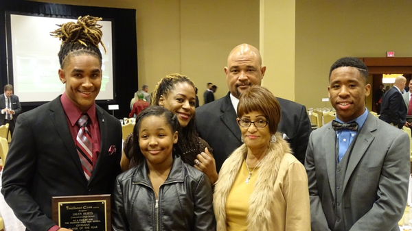 Jalen Hurts with his family