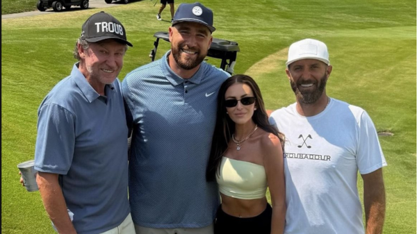 Travis Kelce, Dustin Johnson, Wayne Gretzky &amp; Johnson&#8217;s wife Wife Paulina