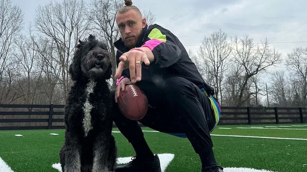 George Kittle with his dog