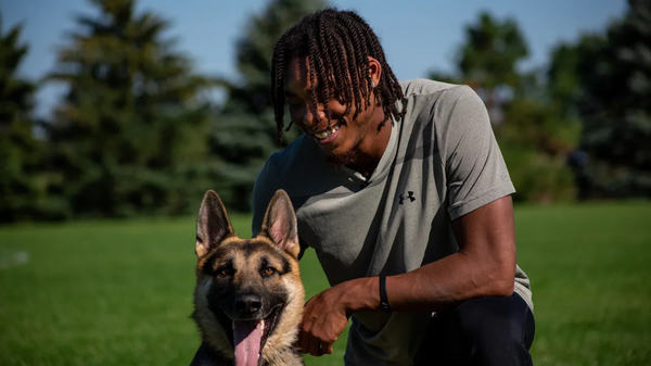 Justin Jefferson with his dog Apollo