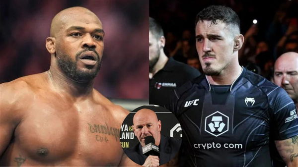 Jon jones and Tom Aspinall and Dana White