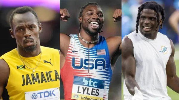 Usain Bolt, Noah Lyles, and Tyreek Hill