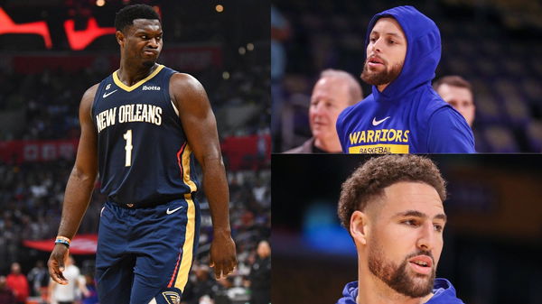 Zion Williamson, Stephen Curry, Klay Thompson