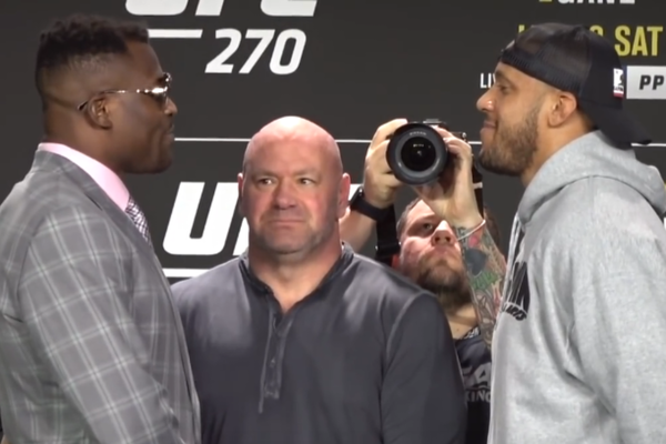 Francis Ngannou, Dana White, Ciryl Gane; UFC 270