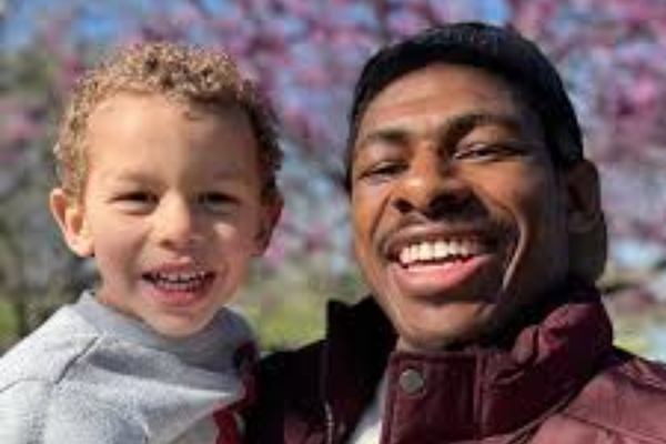 Joaquin Buckley with his son