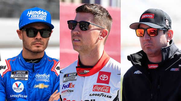 Kyle Larson, Denny Hamlin and Kyle Busch