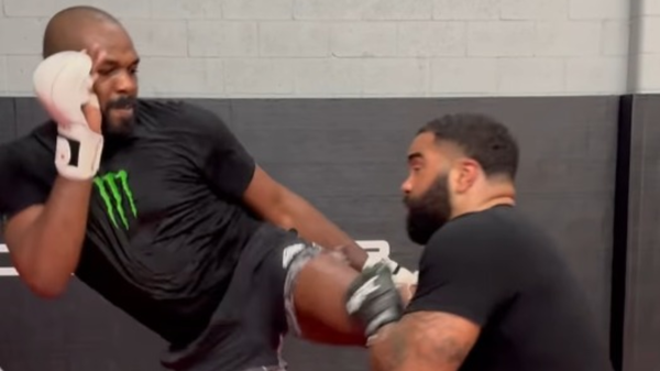 Jon Jones sparring with Gable Steveson