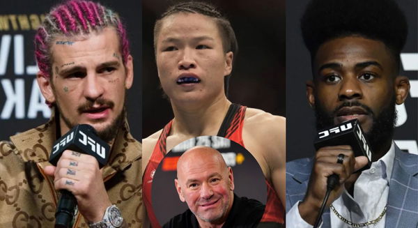 Sean O&#8217;Malley and Zhang Weili and Aljamain Sterling and Dana White