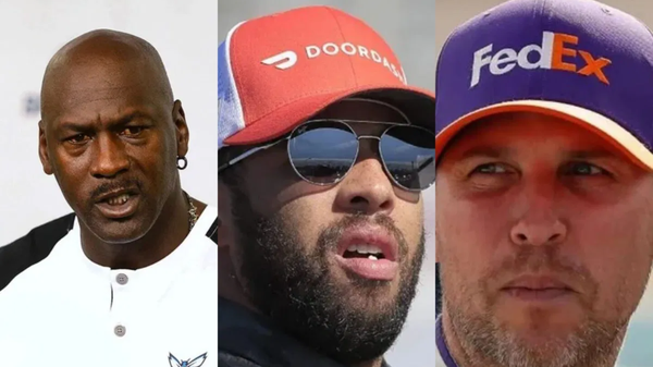 Michael Jordan, Bubba Wallace and Denny Hamlin