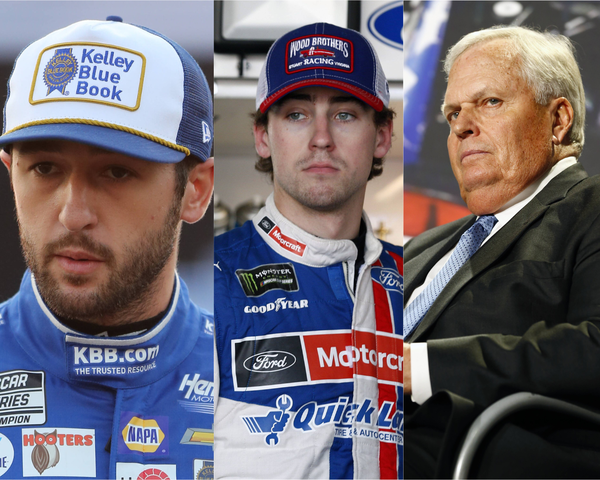 Chase Elliott, Ryan Blaney and Rick Hendrick