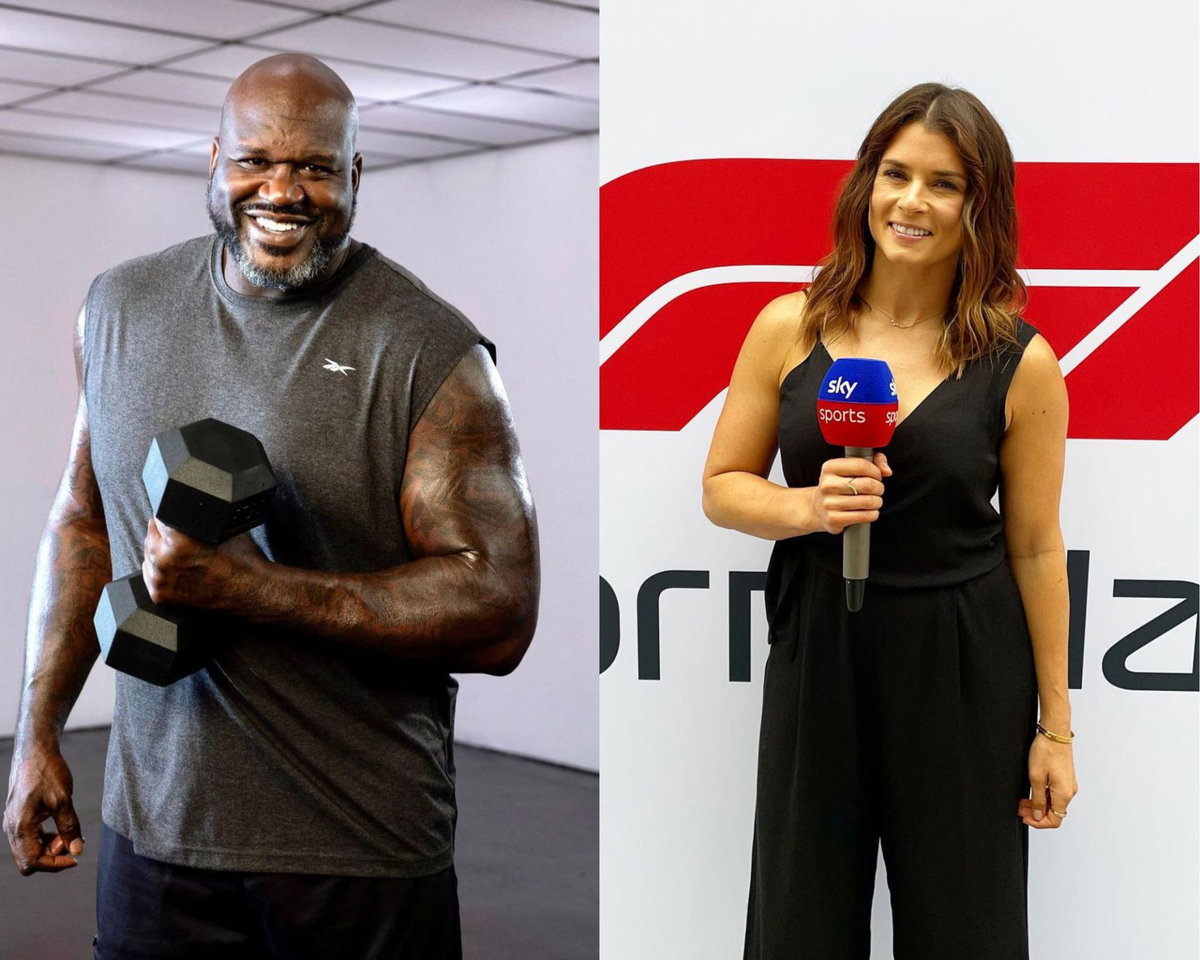 RARE: 7 Ft Giant Shaquille O’Neal Towering Over Racing Legend Danica ...