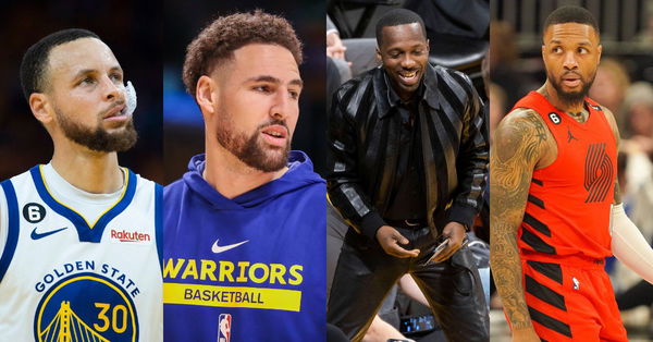 Stephen Curry, Klay Thompson, Rich Paul, Damian Lillard