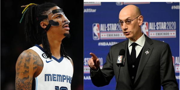 Ja Morant (L) and Adam Silver (R) Collage