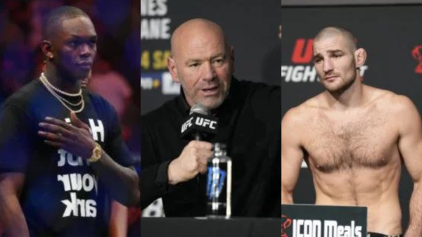 Dana White, Israel Adesanya, Sean Strickland