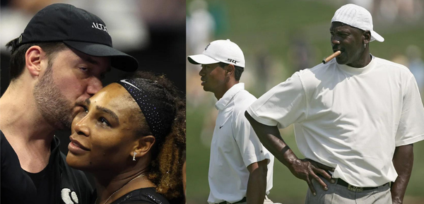 Alexis Ohanian, Serena Williams, Tiger Woods and Michael Jordan Collage