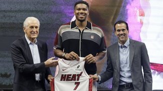 Pat Riley Giannis Antetokounmpo at introductory press conference