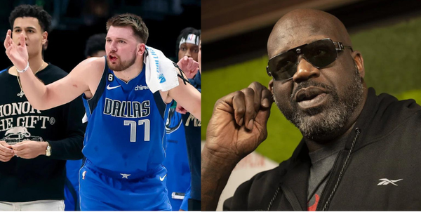 Luka Doncic (L) and Shaquille O&#8217;Neal (R) Collage