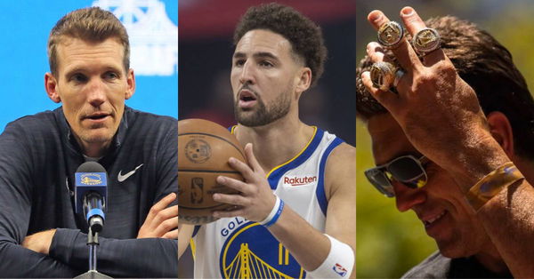 Mike Dunleavy Jr., Klay Thompson, Bob Myers