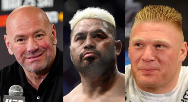 Dana White and Mark Hunt and Brock Lesnar