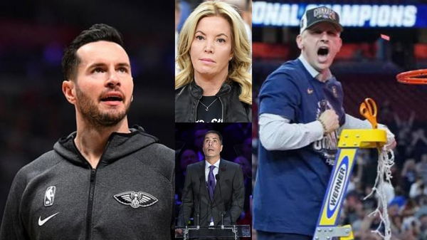 JJ Redick, Jeanie Buss, Rob Pelinka, Dan Hurley