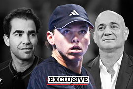Pete Sampras, Alex Michelsen, and Andre Agassi