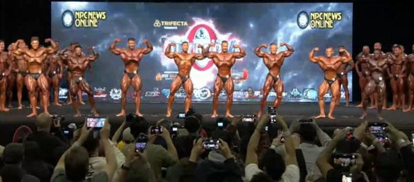 Mens open bodybuilding prejudging at 2023 Mr. Olympia