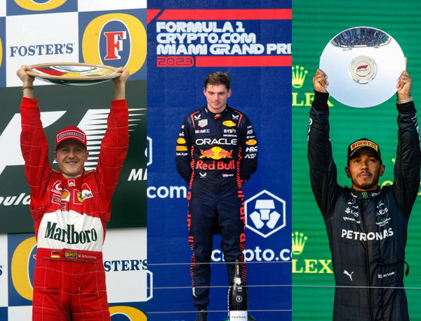 Michael Schumacher, Max Verstappen and Lewis Hamilton