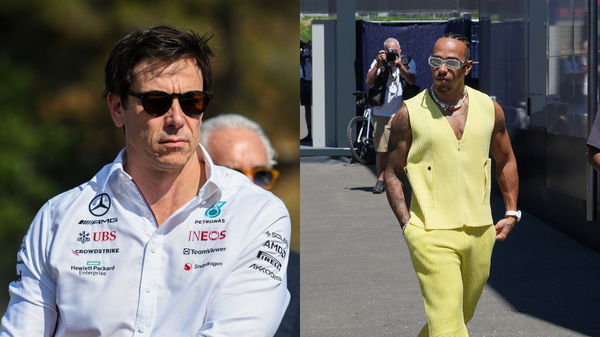 Toto Wolff (L) and Lewis Hamilton (R)