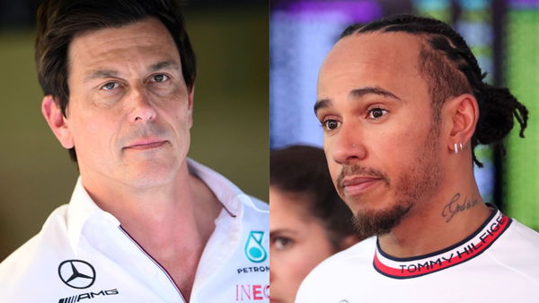 Toto Wolff (L) and Lewis Hamilton (R)