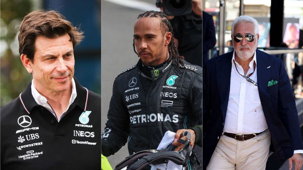 Toto Wolff, Lewis Hamilton and Lawrence Stroll