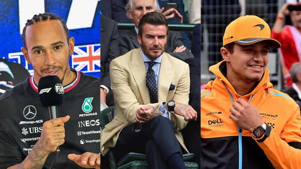 Lewis Hamilton, David Beckham and Lando Norris