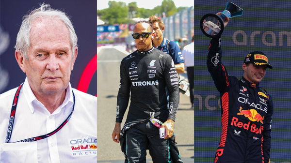 Helmut Marko, Lewis Hamilton and Max Verstappen