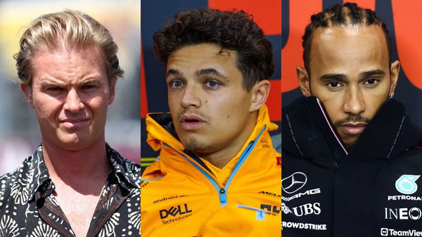 Nico Rosberg, Lando Norris and Lewis Hamilton