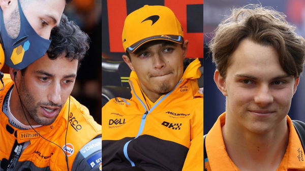 Daniel Ricciardo and Lando Norris and Oscar Piastri