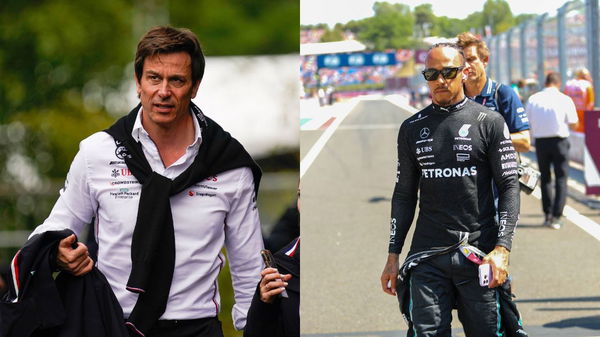 Toto Wolff (L) and Lewis Hamilton (R)