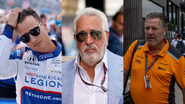 Alex Palou, Lawrence Stroll and Zak Brown