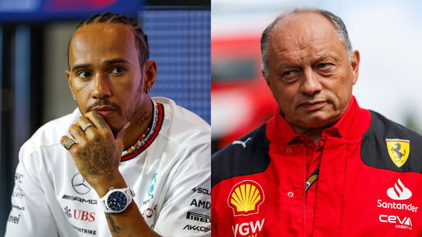 Lewis Hamilton (L) and Frederic Vasseur (R)