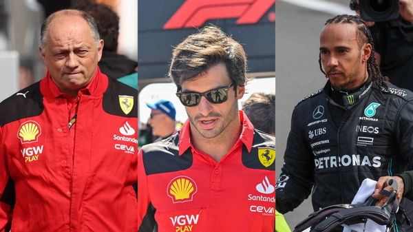 Frederic Vasseur, Carlos Sainz and Lewis Hamilton