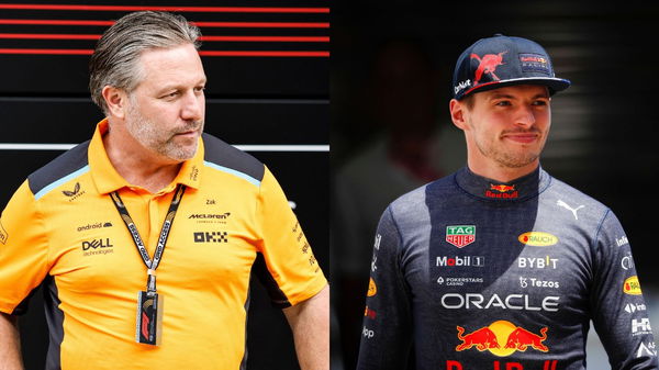 Zak Brown and Max Verstappen