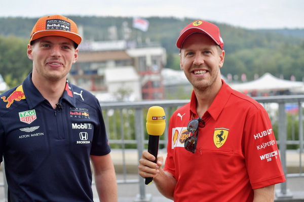 Max Verstappen (L) and Sebastian Vettel (R)