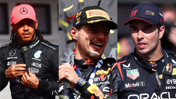 Lewis Hamilton, Max Verstappen and Sergio Perez