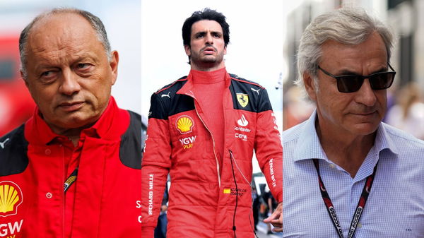 (L)Frederic Vasseur, (M) Carlos Sainz Jr. and (R) Carlos Sainz Sr.