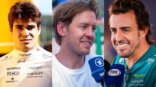 Lance Stroll, Sebastian Vettel and Fernando Alonso