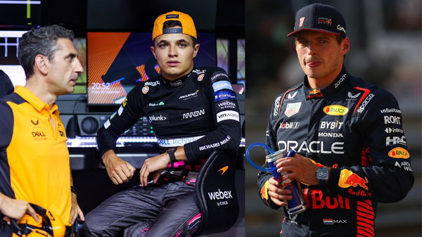 Andrea Stella, Lando Norris and Max Verstappen