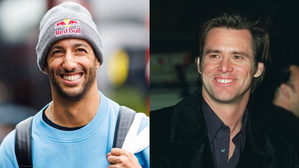 (L) Daniel Ricciardo and (R) Jim Carey