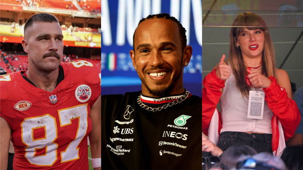 Travis Kelce, Lewis Hamilton and Taylor Swift