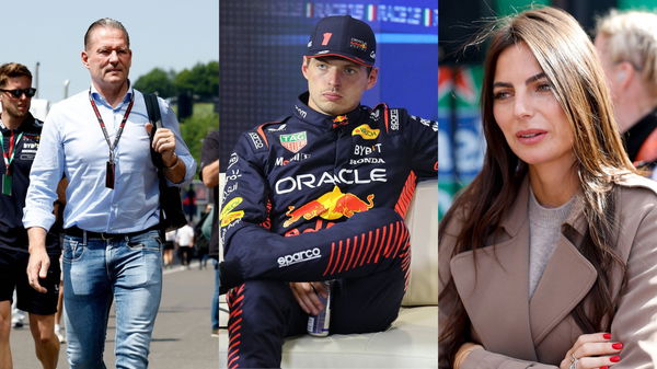 (L) Jos Verstappen, (M) Max Verstappen and (R) Kelly Piquet