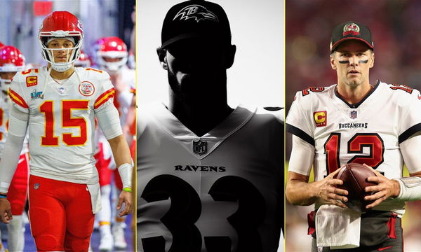 Patrick Mahomes, silhouette and Tom Brady