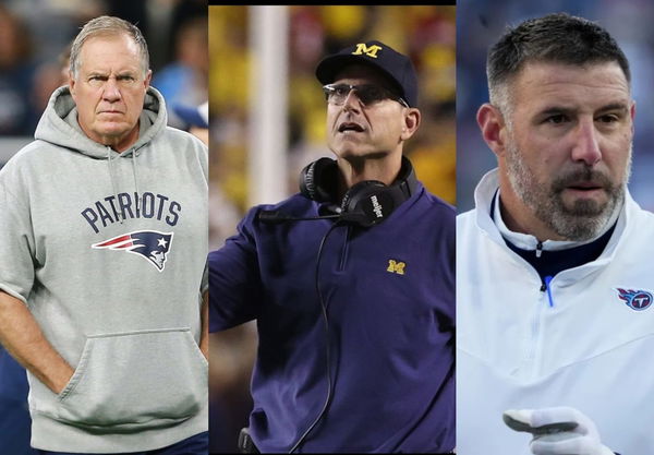 Jim Harbaugh, Mike Vrabel and Bill Belichick